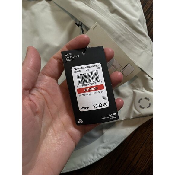NWT Under Armour Stormproof Packable Jacket Waterproof Beige Women’s Sz XS $300 - Picture 8 of 10
